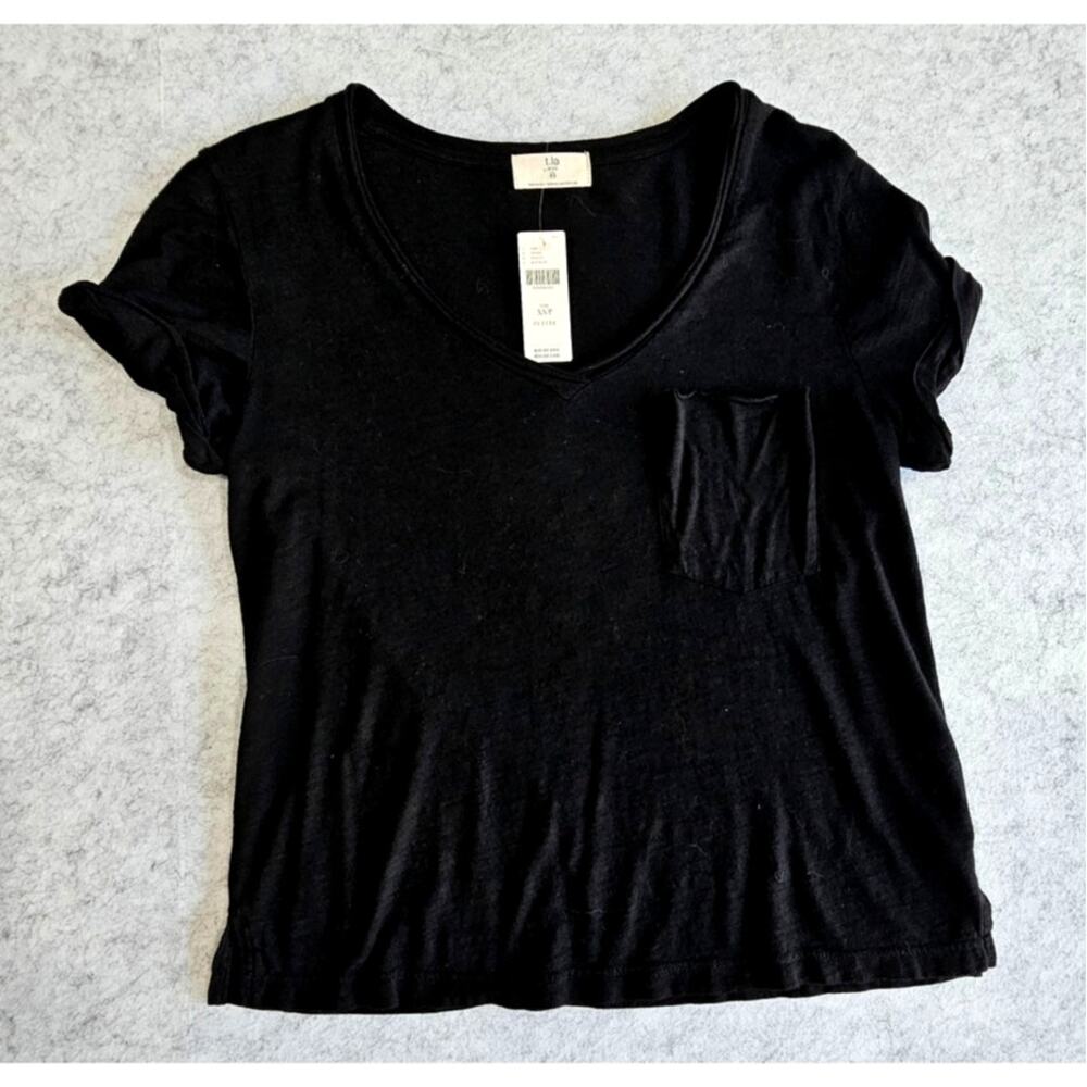 T.LA Anthropologie Classic V-neck Tee In Black, New with tags, Sz XS Petite